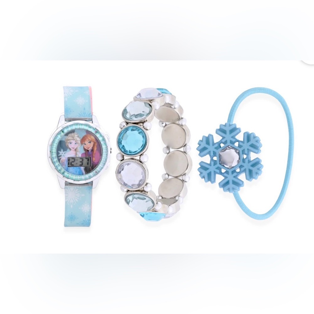 Disney Frozen Girl's Flashing LCD Glitter Silicone Watch & Matching Bracelets